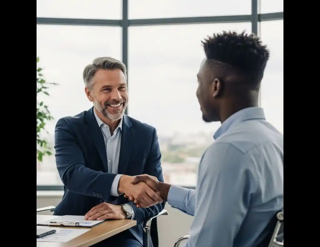 Enigma consultant shaking hands with a client