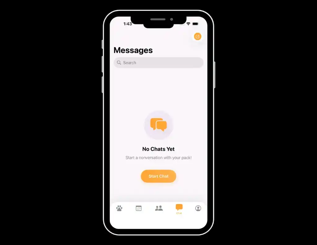 Mobile app messaging interface on a phone screen