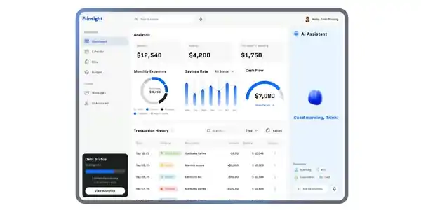 Web application dashboard interface