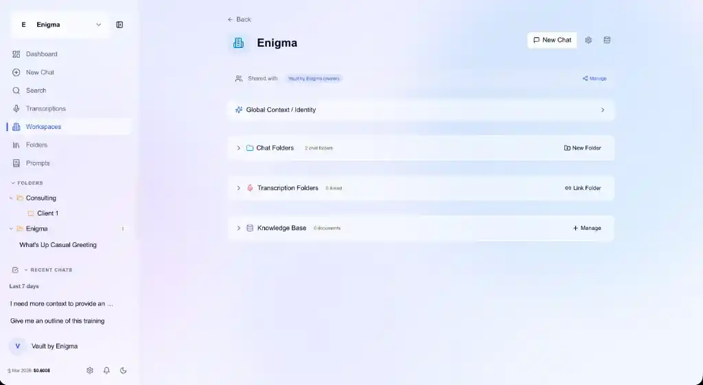 Vault Workspaces Interface
