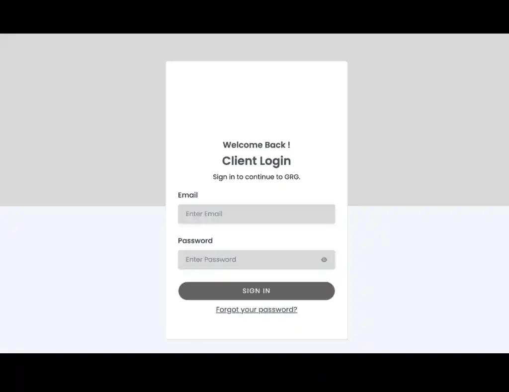 Custom client login portal interface